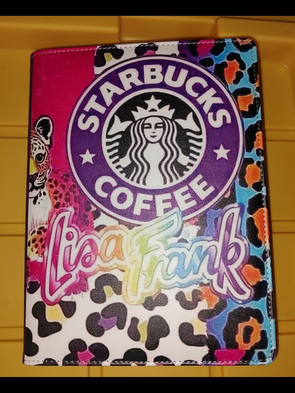 Starbucks Multicolor Lisa Frank Leopard Print Binder with Purple Logo